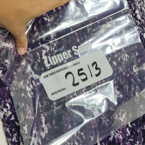 Brochure Women's Purple White Abstract Short Sleeve Scoop Neck Office Casual XL - Picture 10 of 10